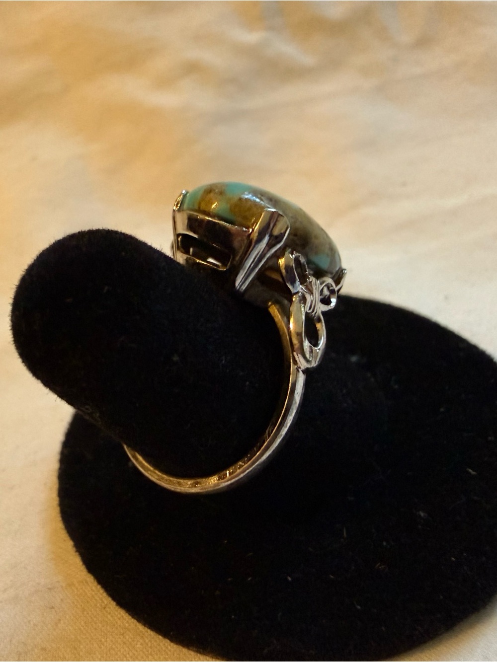 Sterling Silver Turquoise Statement Ring - Teal Green Stone - Picture 6 of 10